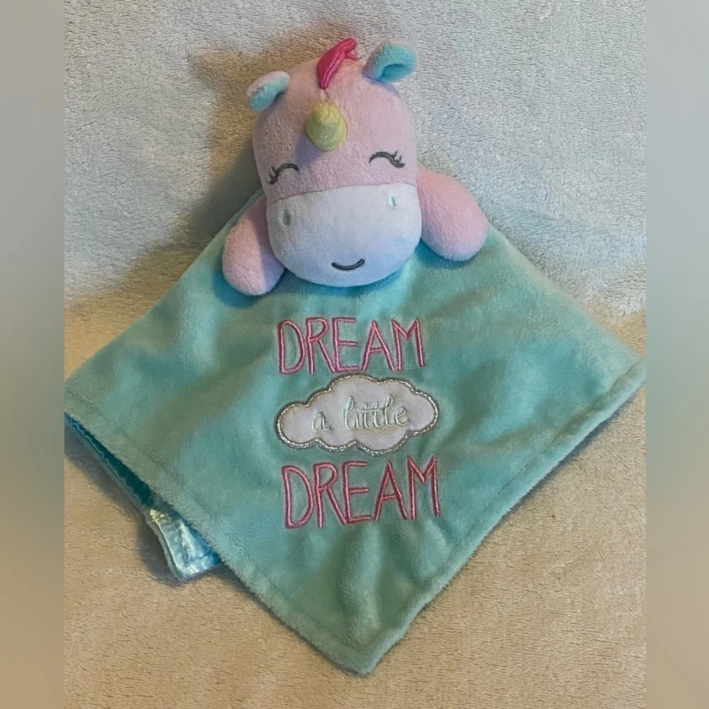 Baby Starters Unicorn Lovey Rattle Mint Green Plush & Satin Dream A Little Dream - Picture 11 of 11